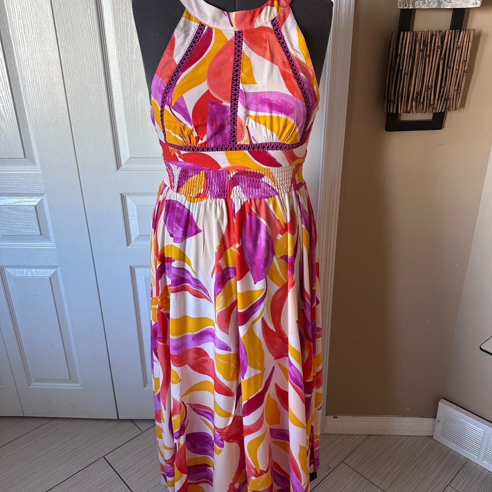 Women’s Halter Maxi Dress in Pink, Yellow & Orange